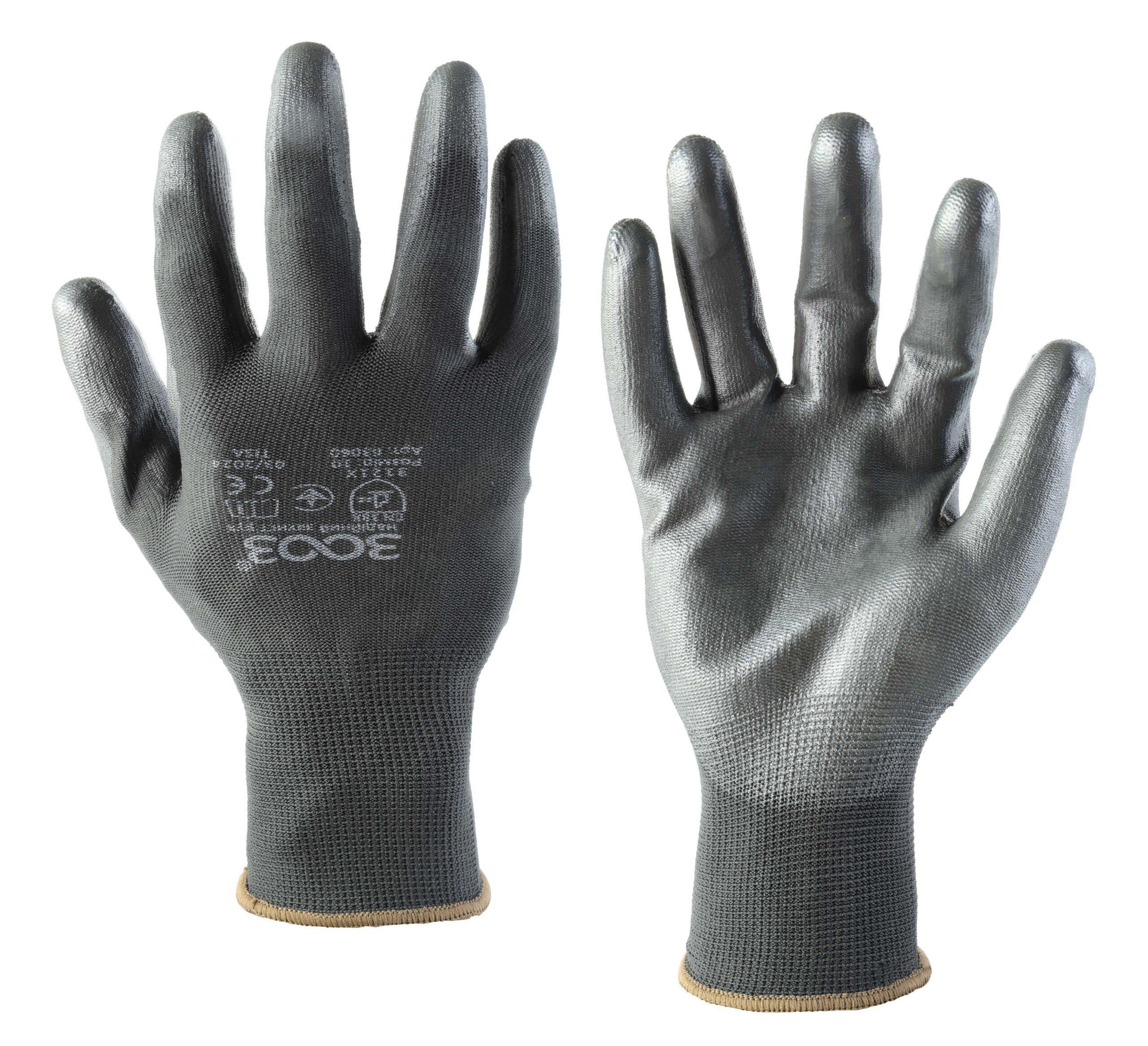 Рукавички 3003 Tisa, поліестерові з PU обливом 1/2, чорні